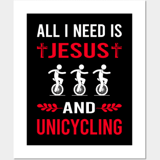 I Need Jesus And Unicycling Unicycle Unicyclist Posters and Art